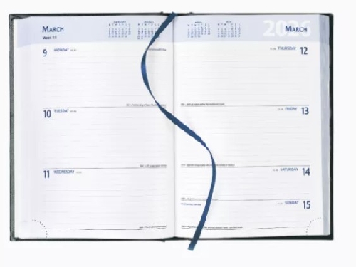 Foil Blocked A5 Desk Diaries Week To View Padded Cover 2026
